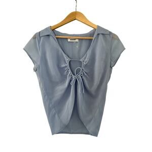 Danielle Guizio Pearl Embellished Keyhole Blouse Womens Large Y2K Fairy Whimsy